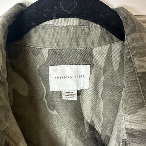AMERICAN EAGLE Camo Camouflage Shirt Jacket Shacket Size Medium Green - Picture 8 of 12